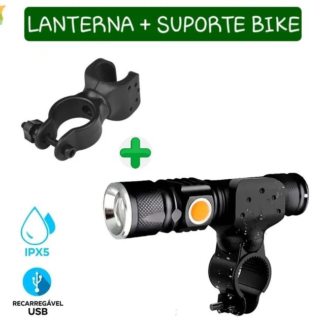 LANTERNA DIANTEIRA BIKE COM SUPORTE