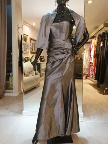 Vestido de festa longo Cinza Chumbo - M