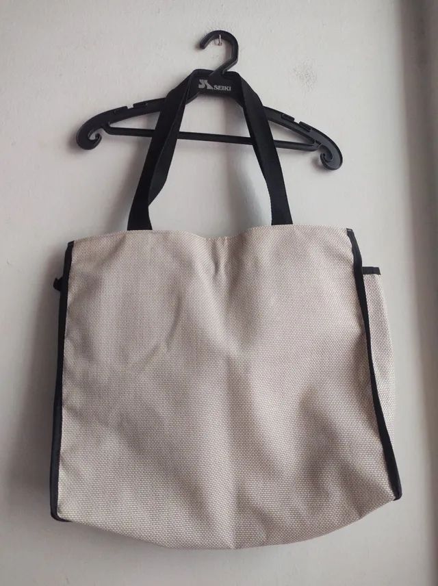 Bolsa palha grande forrada nova 