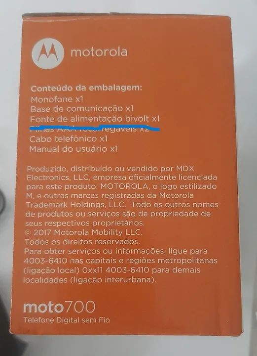 Telefone Digital Sem Fio Moto700 Preto Motorola (Usado) - Foto 4