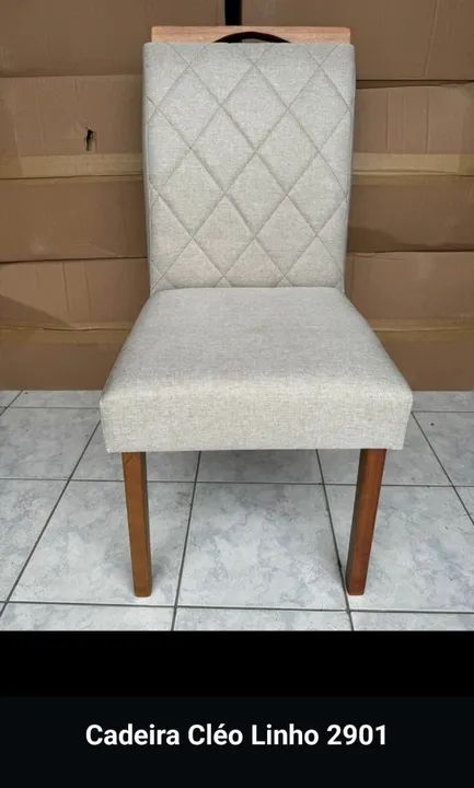 Cadeira de Madeira Tecido de Linho - Foto 2