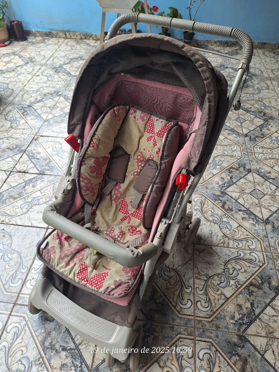 Carrinho de Bebê Galzerano Maranello Chocolate e Rosa - Quase Novo, Pouco Uso, Higienizado
