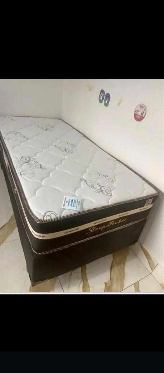 Cama solteiro box e colchão 