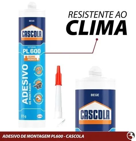 Cola Adesiva PL600 375g exterior Cascola montagem - Foto 2