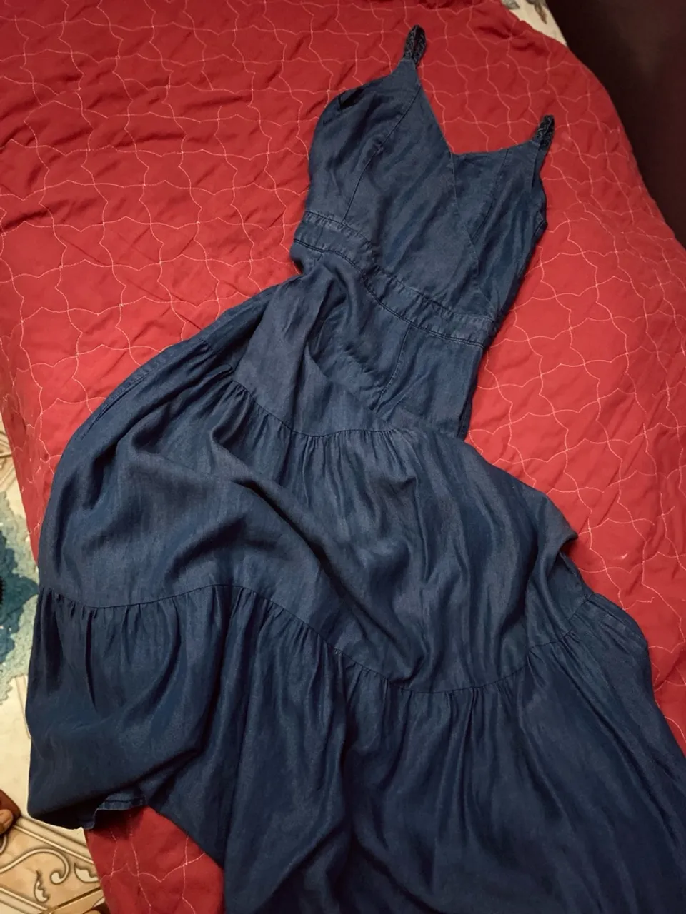 Vestido Jeans Longo com Detalhes