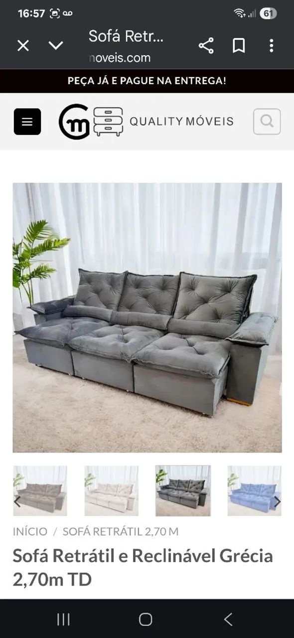 Sofa Grécia 270cm Retrátil e Reclinável  - Foto 2