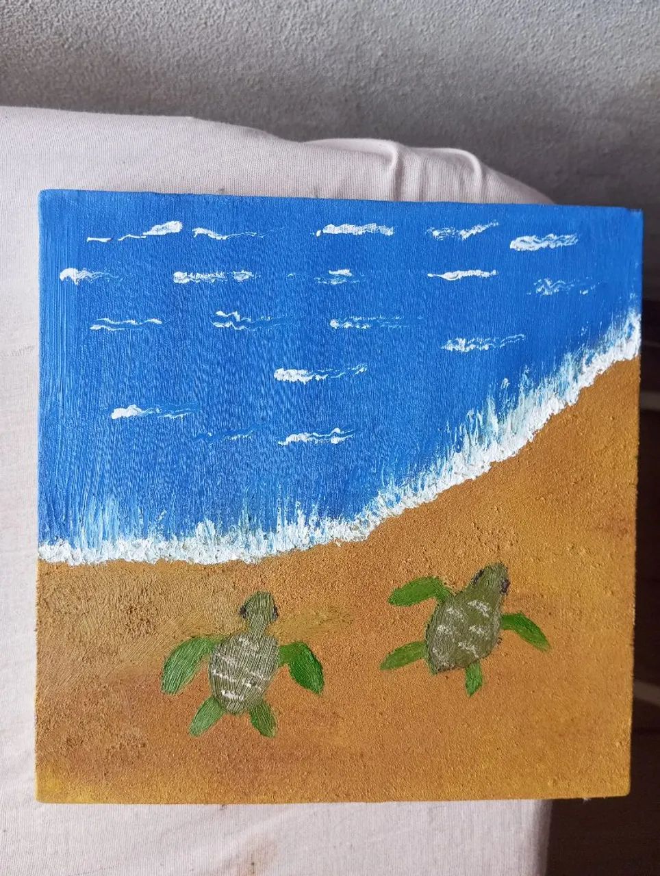Quadro com pintura de tartarugas marinhas