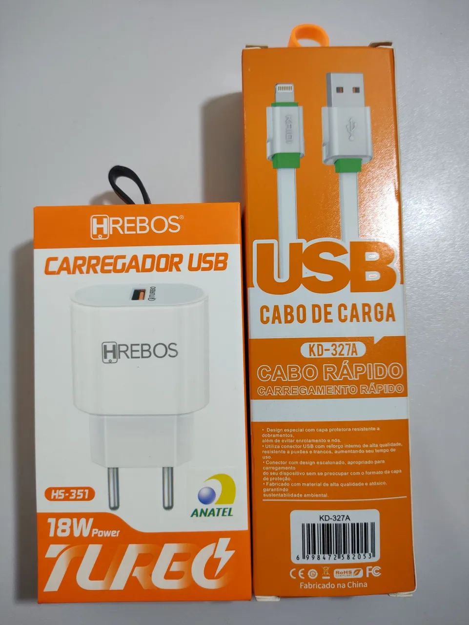 Carregador USB 18W HREBOS + Cabo Lightning - Foto 3