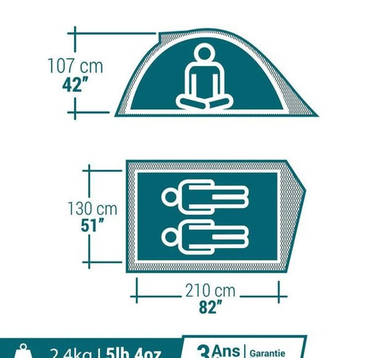 Barraca de Camping Quechua 2 pessoas Mh101 - Foto 2
