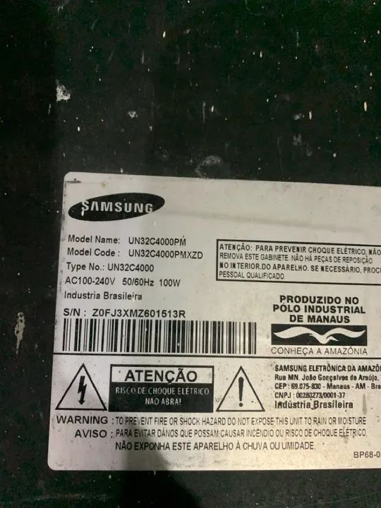 TV Samsung UN32C4000PM 32 polegadas não tem a placa fonte 