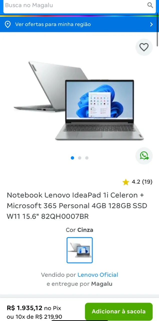 vendo notebook lenovo