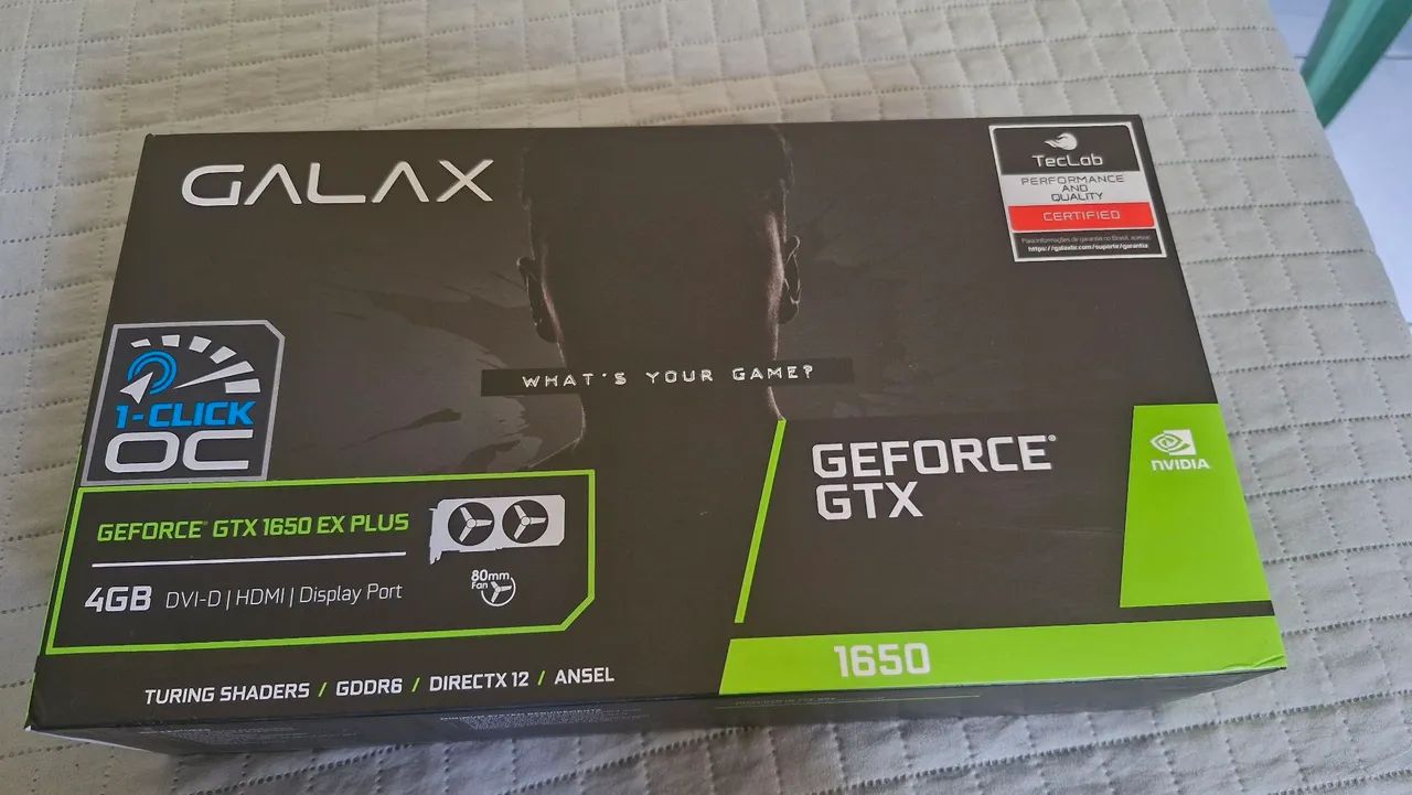 Placa de Vídeo Galax GeForce GTX 1650 EX PLUS 4GB  NUNCA USADA!