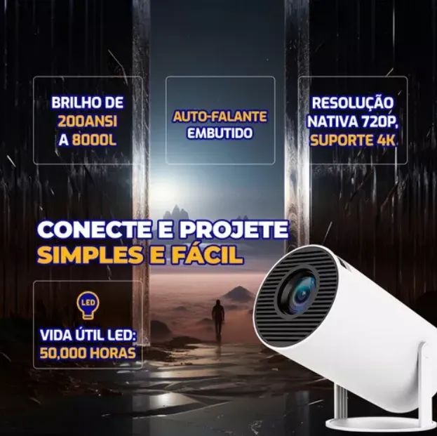 Projetor Bahrein HY300 Mini - Android, Wi-Fi e Bluetooth - 3 meses de uso!  - Foto 3