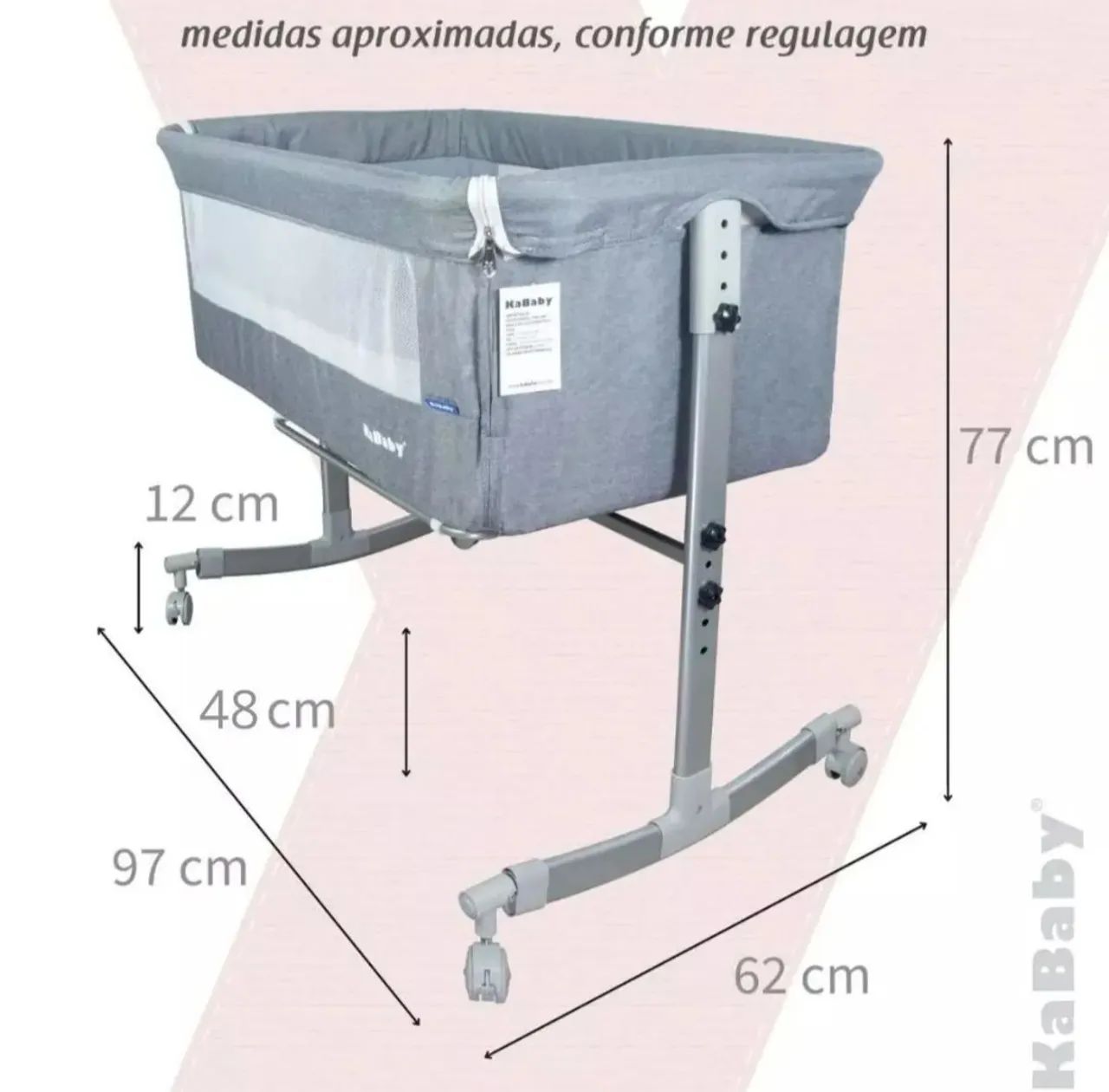 Berço Portátil Moisés Co-bed KaBaby Cinza - 1 Mês de Uso - Foto 3