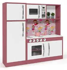 Cozinha infantil completa com refrigerador em MDF