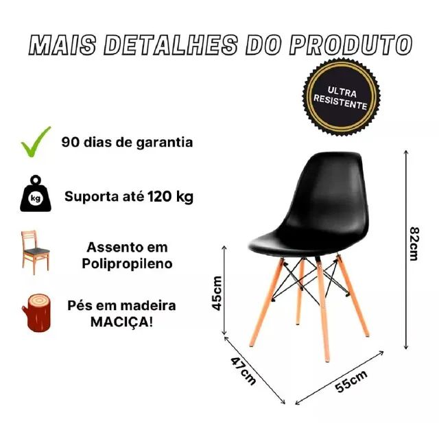 Cadeira de escritório sala reunião, jantar, Eames Eiffel - Jogo 4 unidades - Foto 5