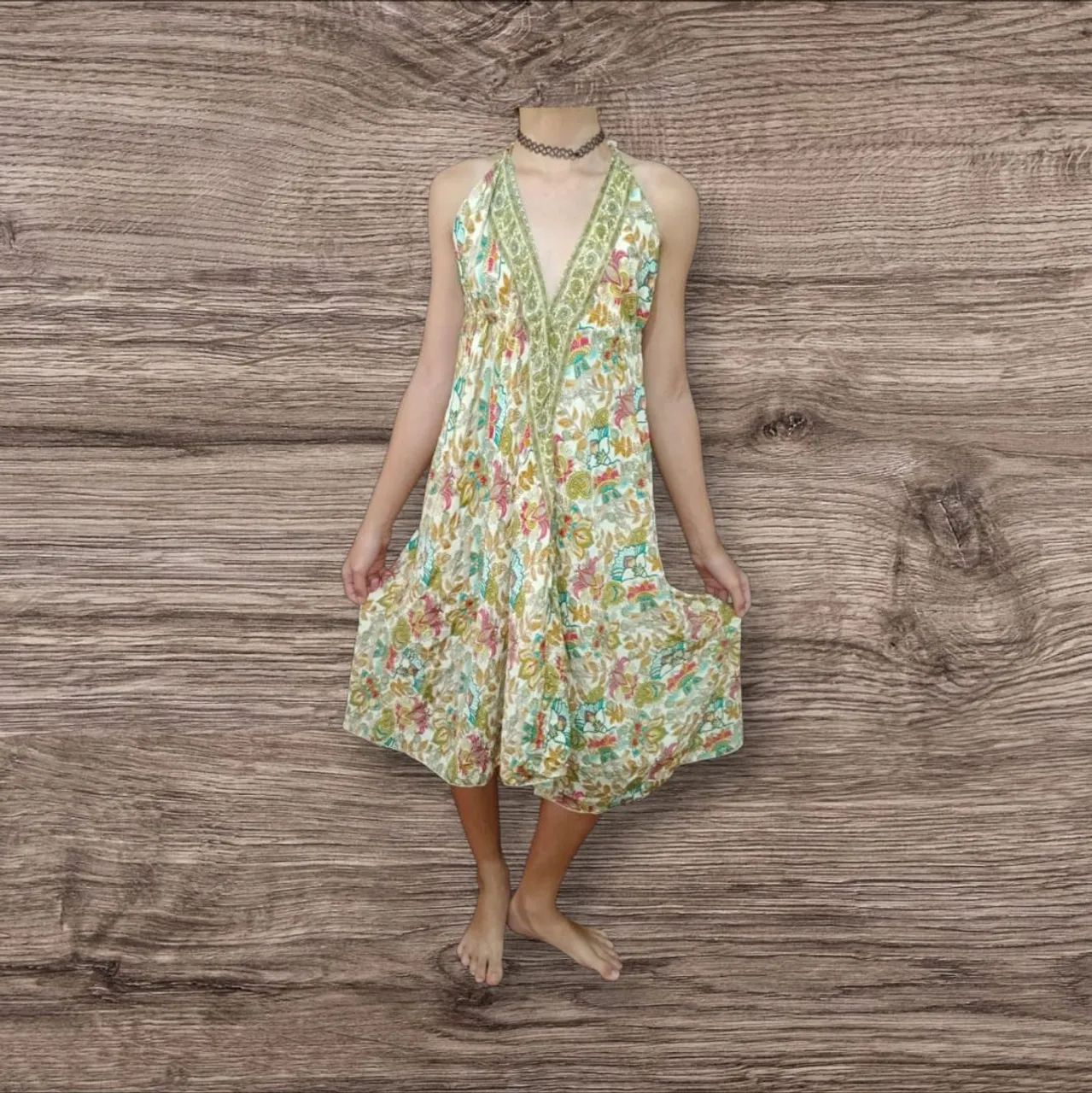 Vestido Indiano Floral Longo