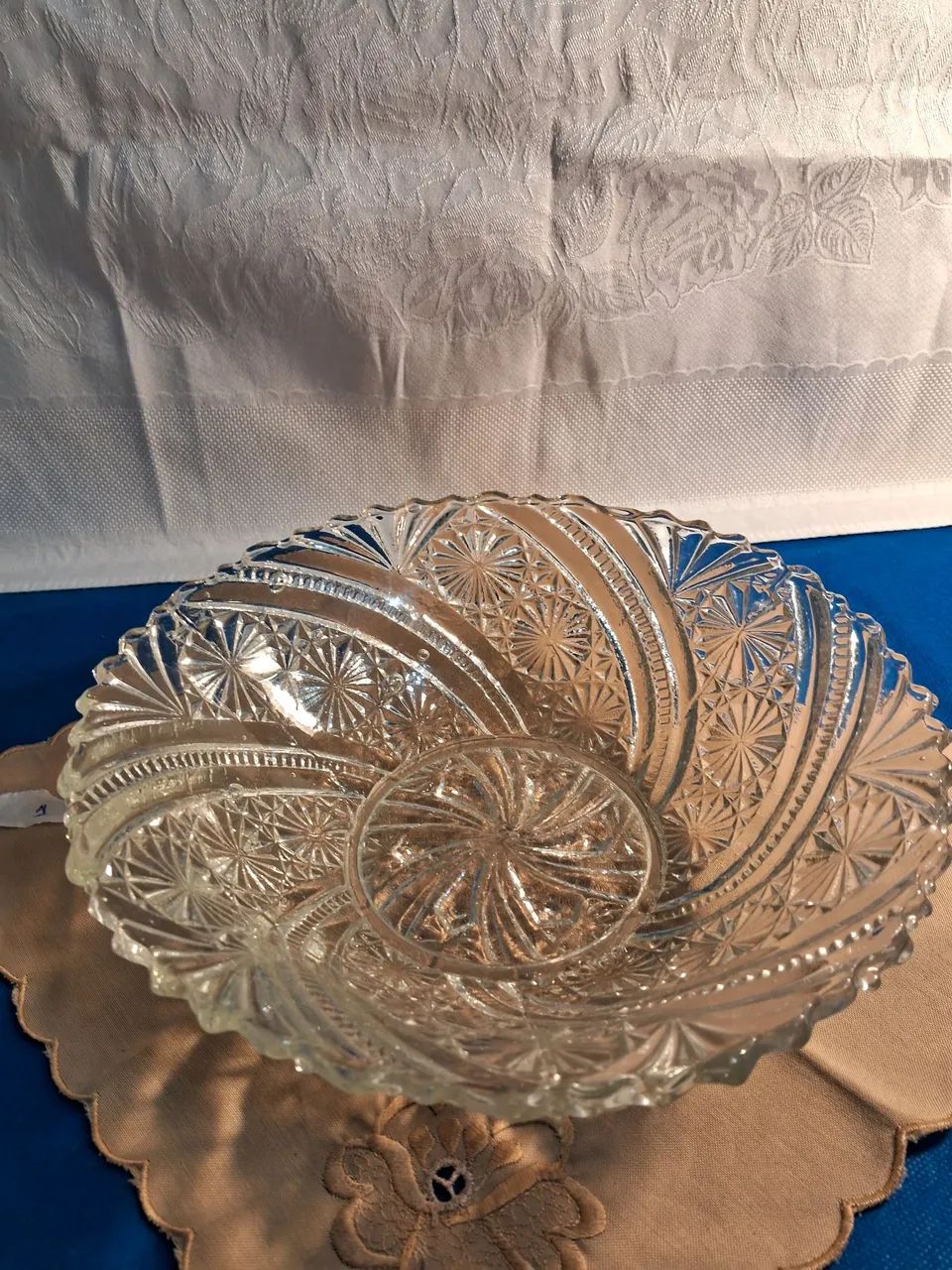 Fruteira baixa de Vidro Prensado - Peça Vintage Decorativa