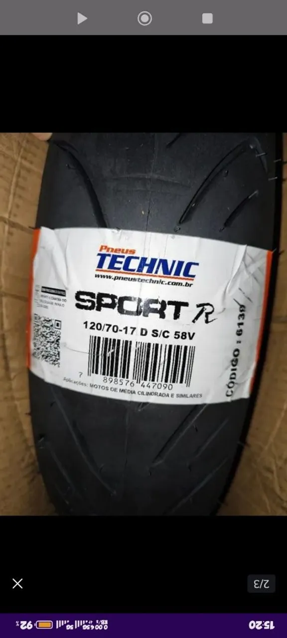 Pneu Moto Sport R 120/70-17 D S/C 58V