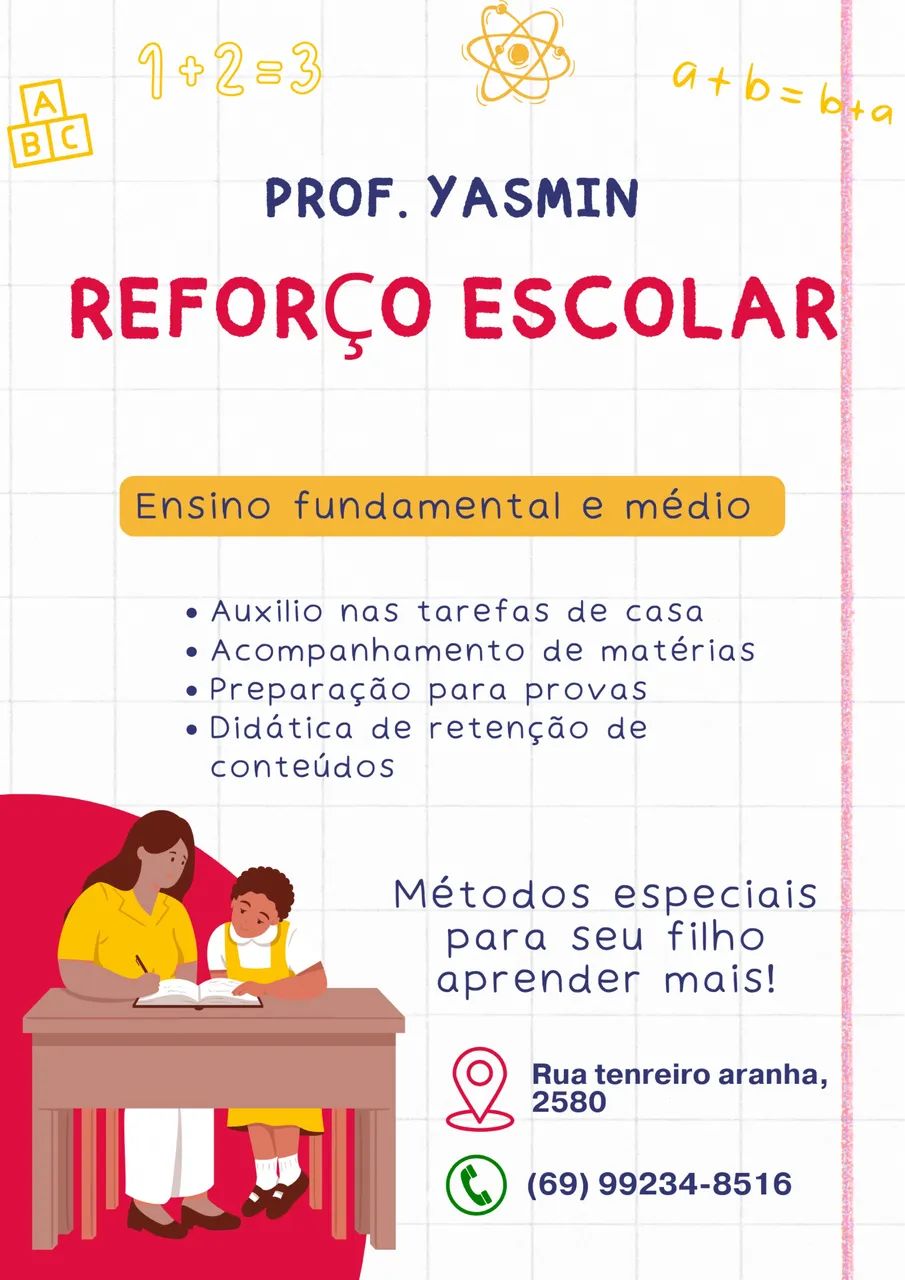 Professora Particular | Reforço Escolar Fundamental e Médio