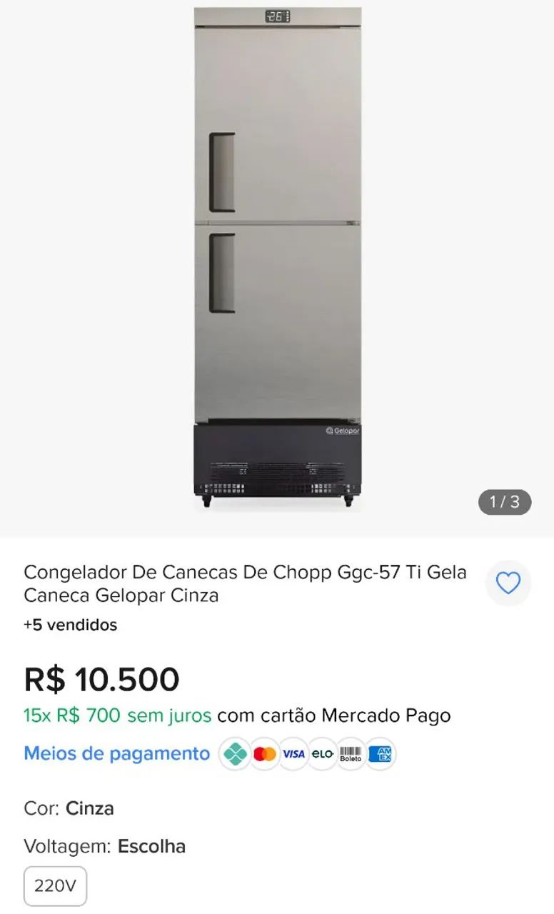 Congelador De Canecas De Chopp Ggc-57 Ti Gela Caneca Gelopar Cinza