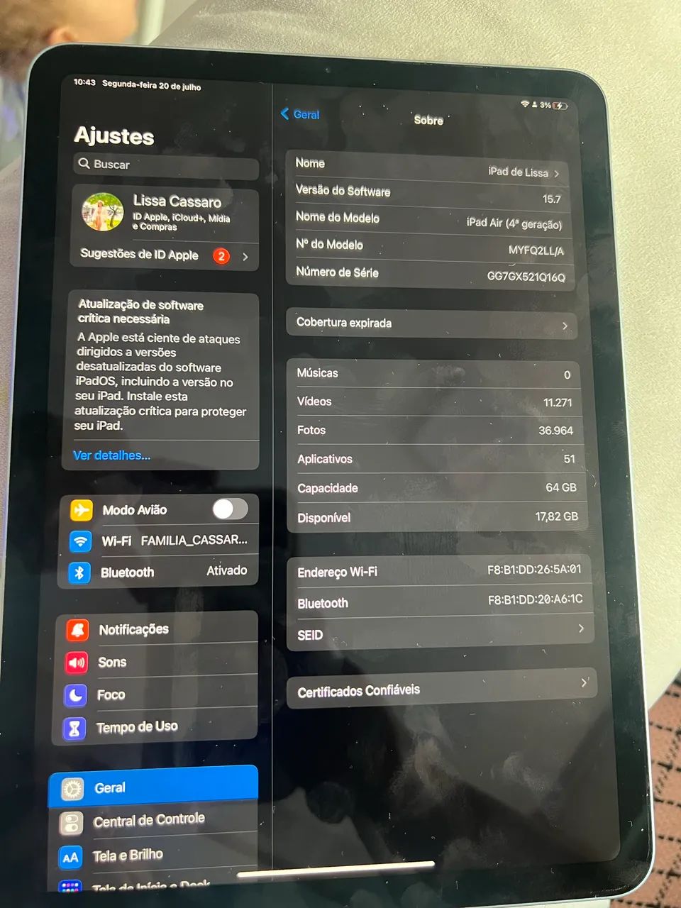 iPad Air 4ª Geração 64GB + Apple Pencil Original | Excelente