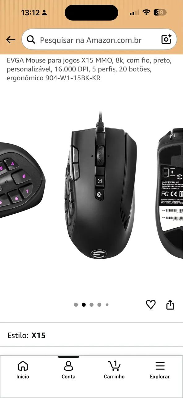MOUSE GAMER EVGA X15 - Foto 2