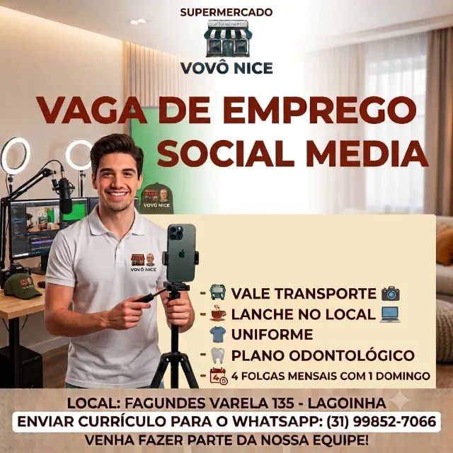 VAGA DE SOCIAL MEDIA COM BENEFICIOS!