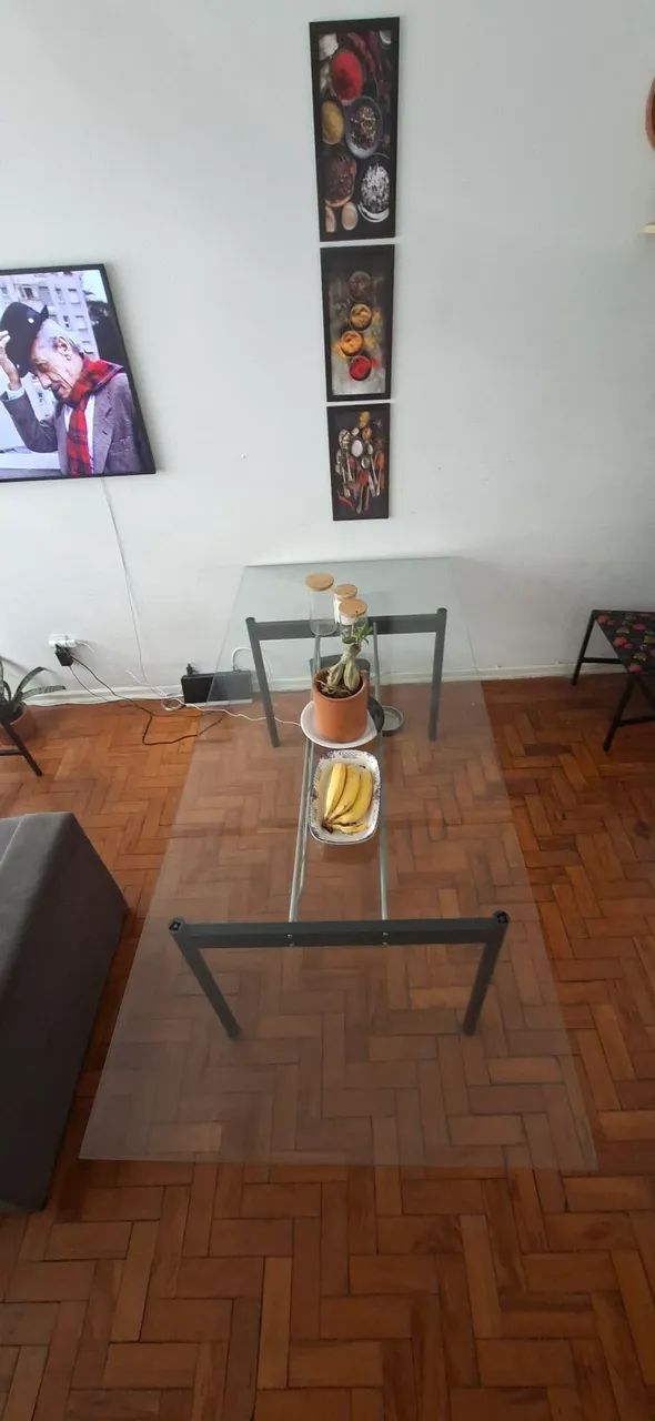 Mesa de ferro com  tampo de vidro, 210x90 - Foto 3