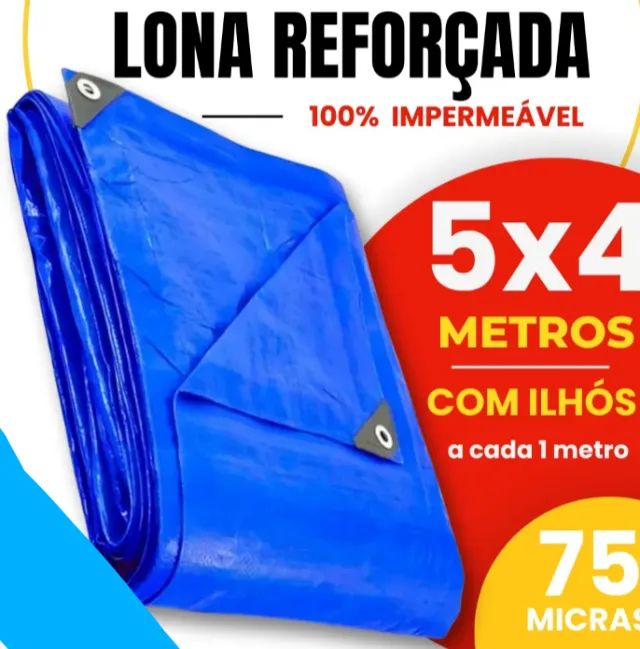 Unused Waterproof Tarpaulin with Grommets, 5 Meters, in the Center of São Gonçalo