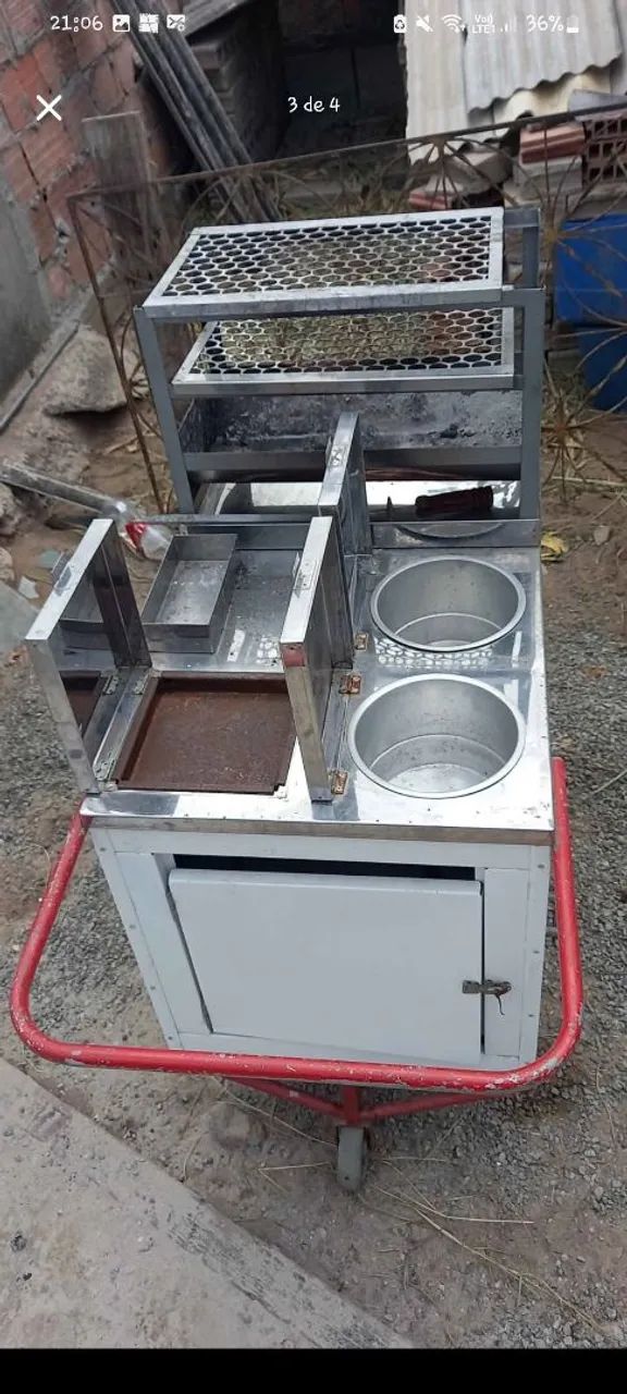 Vende se carrinho de cachorro quente com churrasqueira adptada