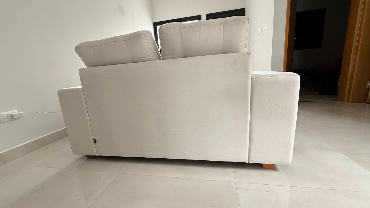 SOFÁ DE LINHO CLARO 2 LUGARES / NOVO  - Foto 4