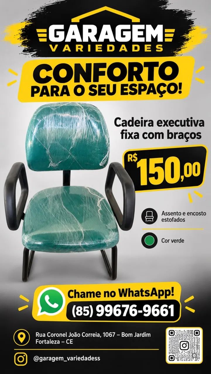 Cadeira executiva fixa com braços 