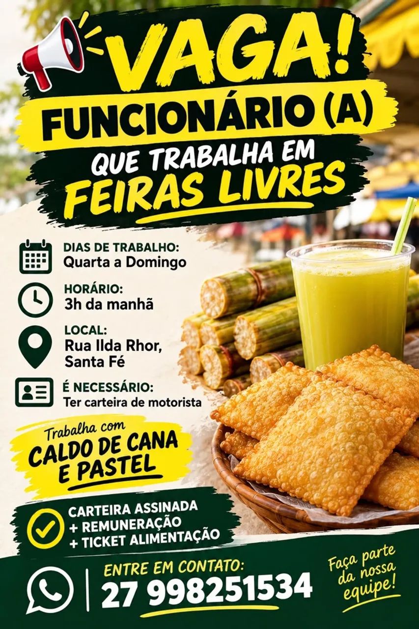Vaga de emprego em feiras livres 