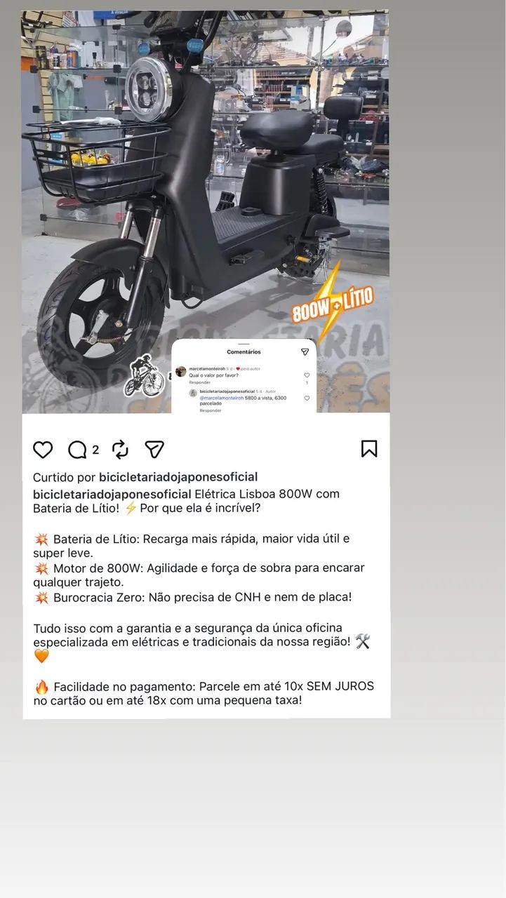 Scooter elétrica 800w 