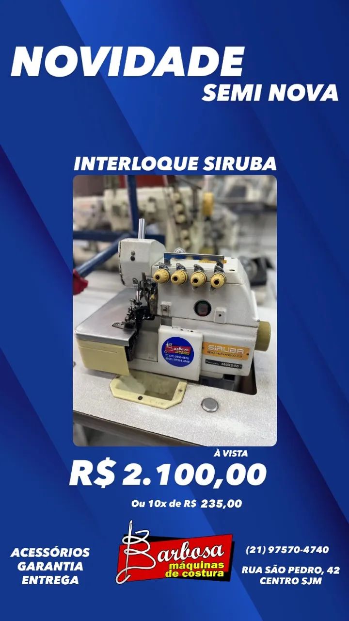 Máquina Interloque siruba semi nova 