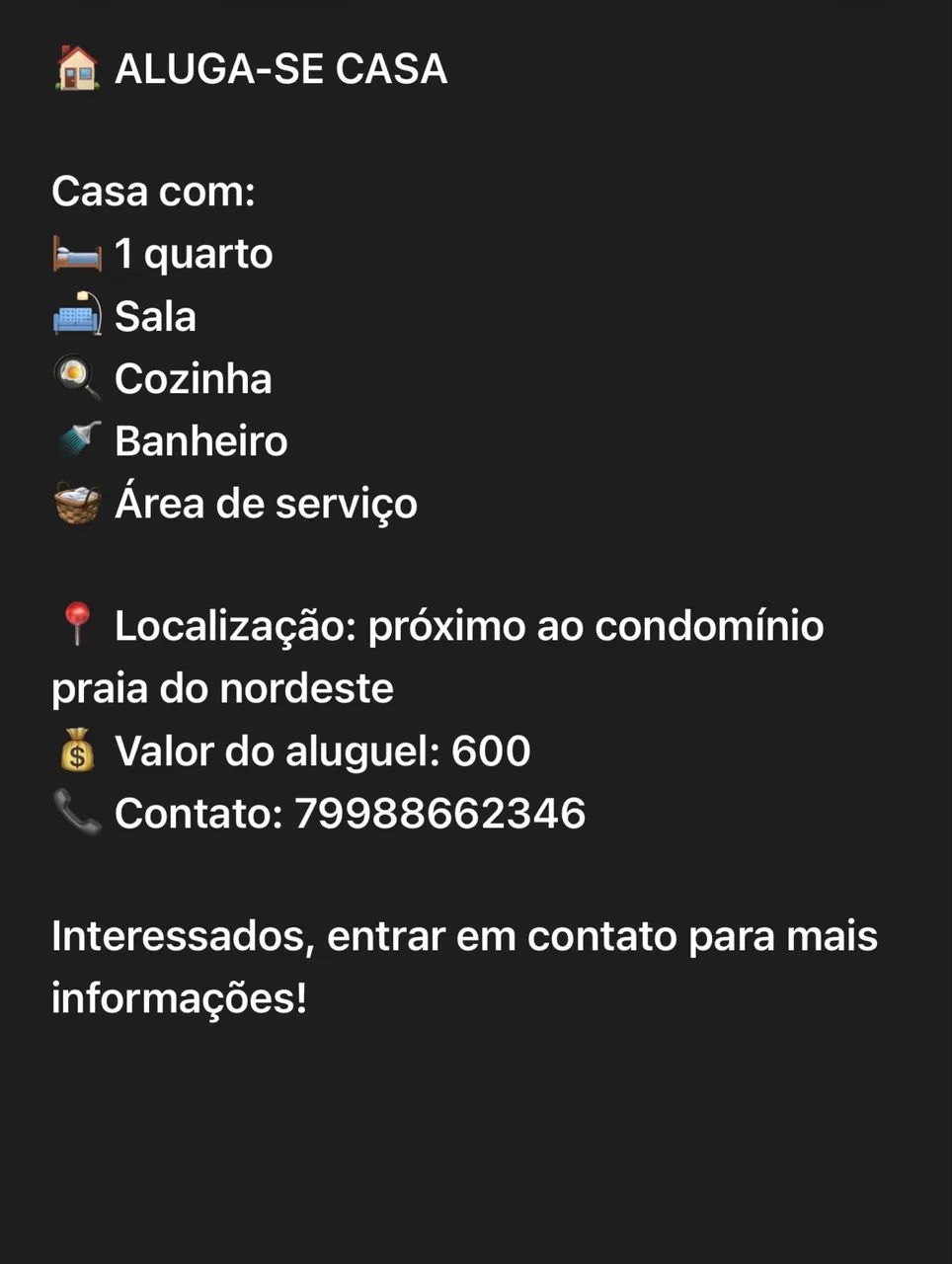 Aluga-se casa