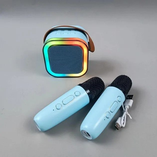 Mini Caixa De Som Bluetooth Karaoke Com 2 Microfones Sem Fio - Entrega Grátis