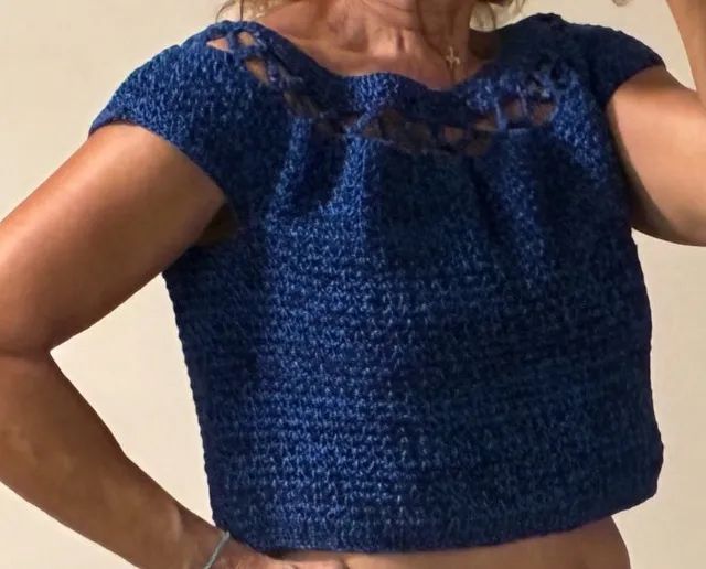 Blusa trico azul royal P - Foto 4