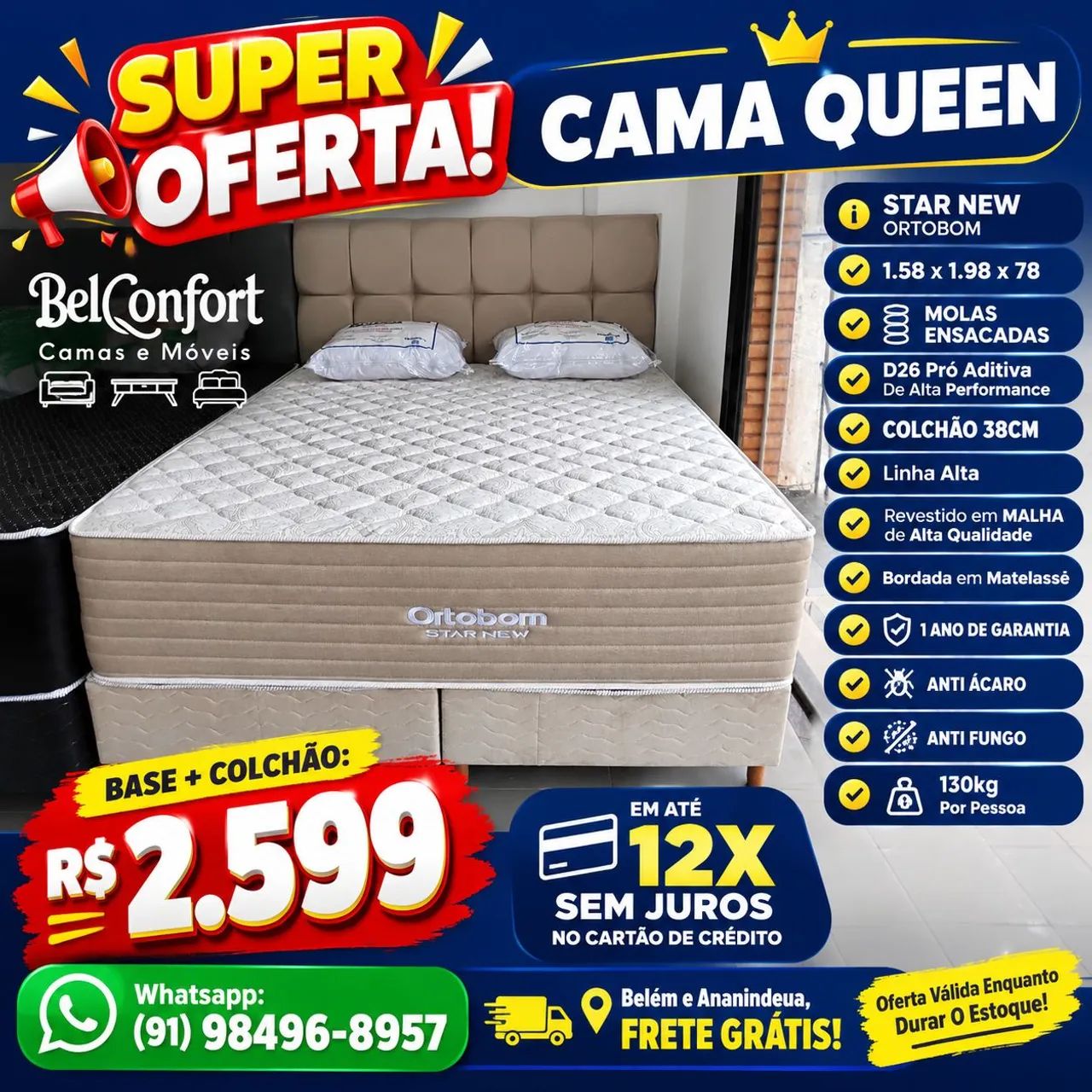 CAMA QUEEN ORTOBOM OFERTA 