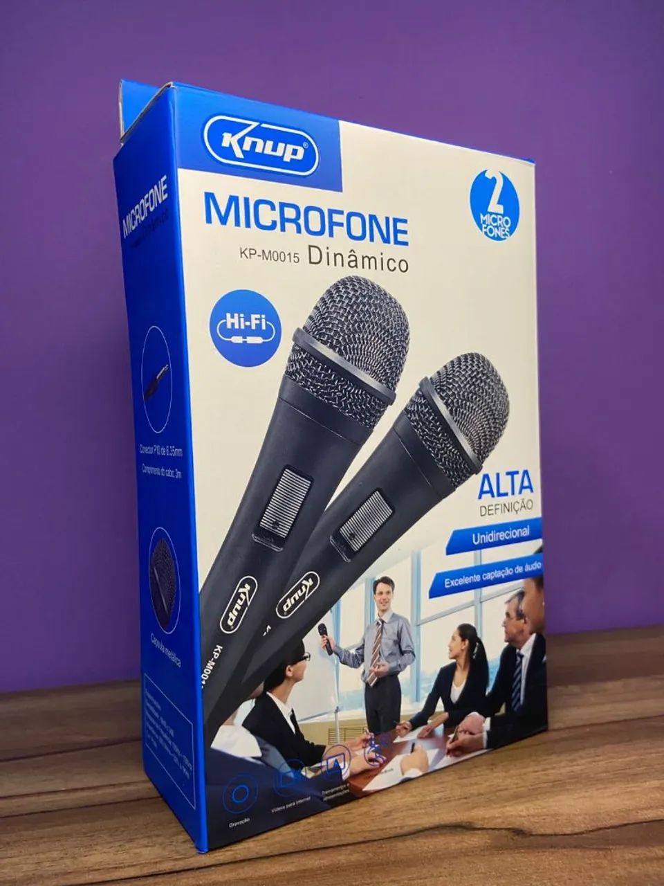 Microfone Com Fio Duplo Profissional Kp-m0015 Knup - Foto 4