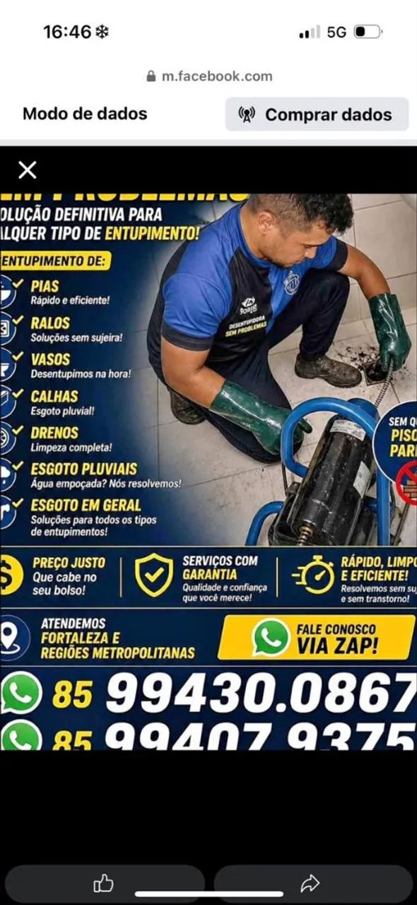 Desentupidora sem problemas 