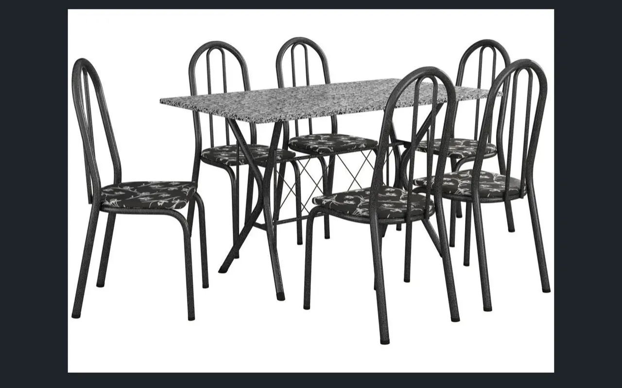 Mesa de granito 6 cadeiras 