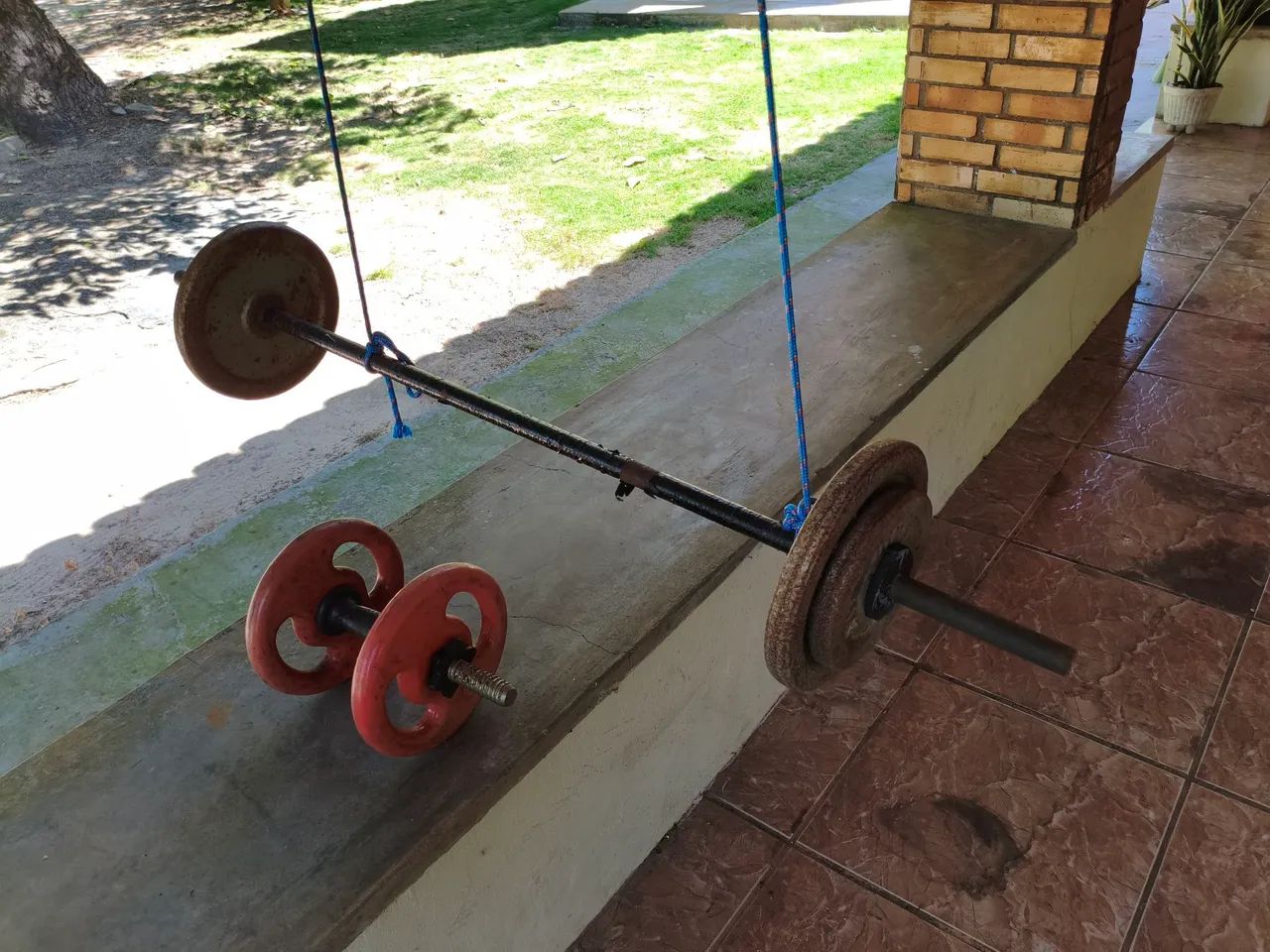Kit Musculação Completo - Anilhas + Barras + Suporte/Cavalete - Foto 2
