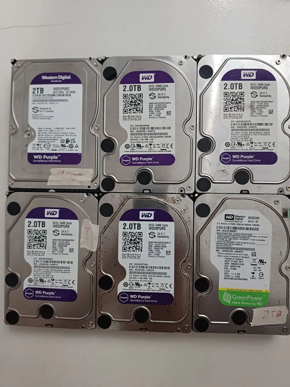 6 Hds 2TB WD Purple e Green defeito  - Foto 3