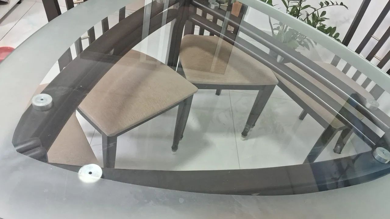 MESA DE VIDRO RETANGULAR 6 CADEIRAS - Foto 3