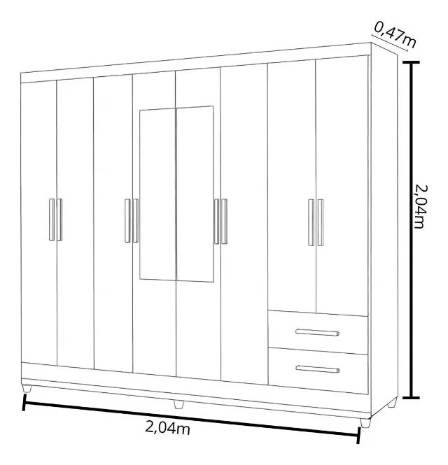 Guarda Roupa Casal 8 Portas com Espelho Moval - Foto 5