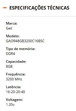 MEMÓRIA DDR4 GEIL ORION 16GB 3200MHZ VERMELHO - Foto 2