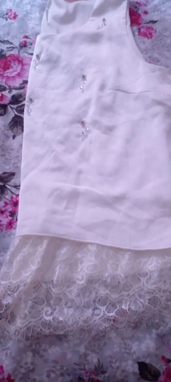 Blusa bege com pedrinhas G - Foto 4