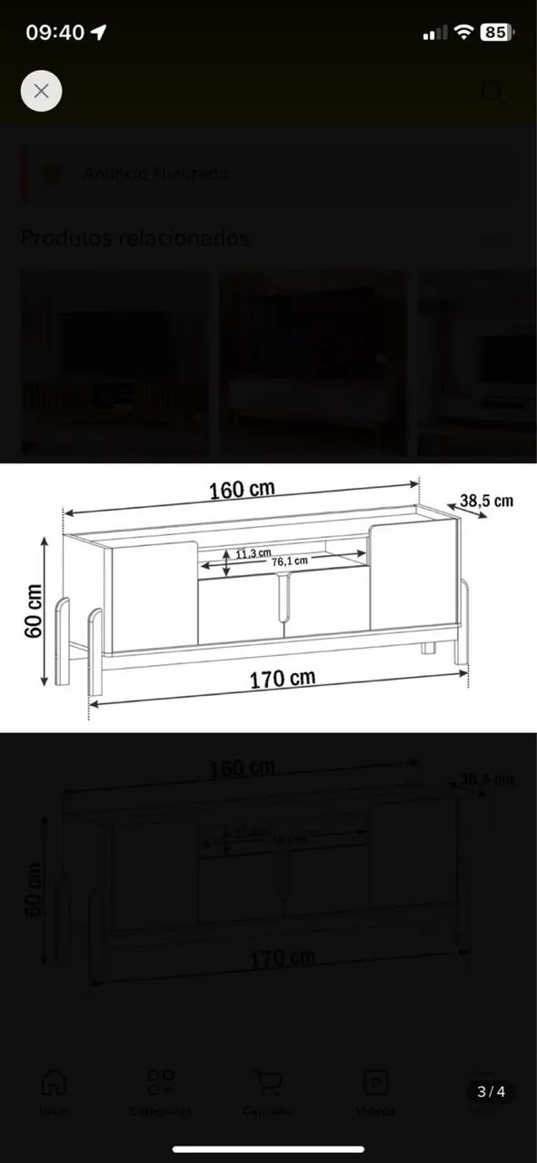 Rack pra sala Tv até 60 polegadas  - Foto 3